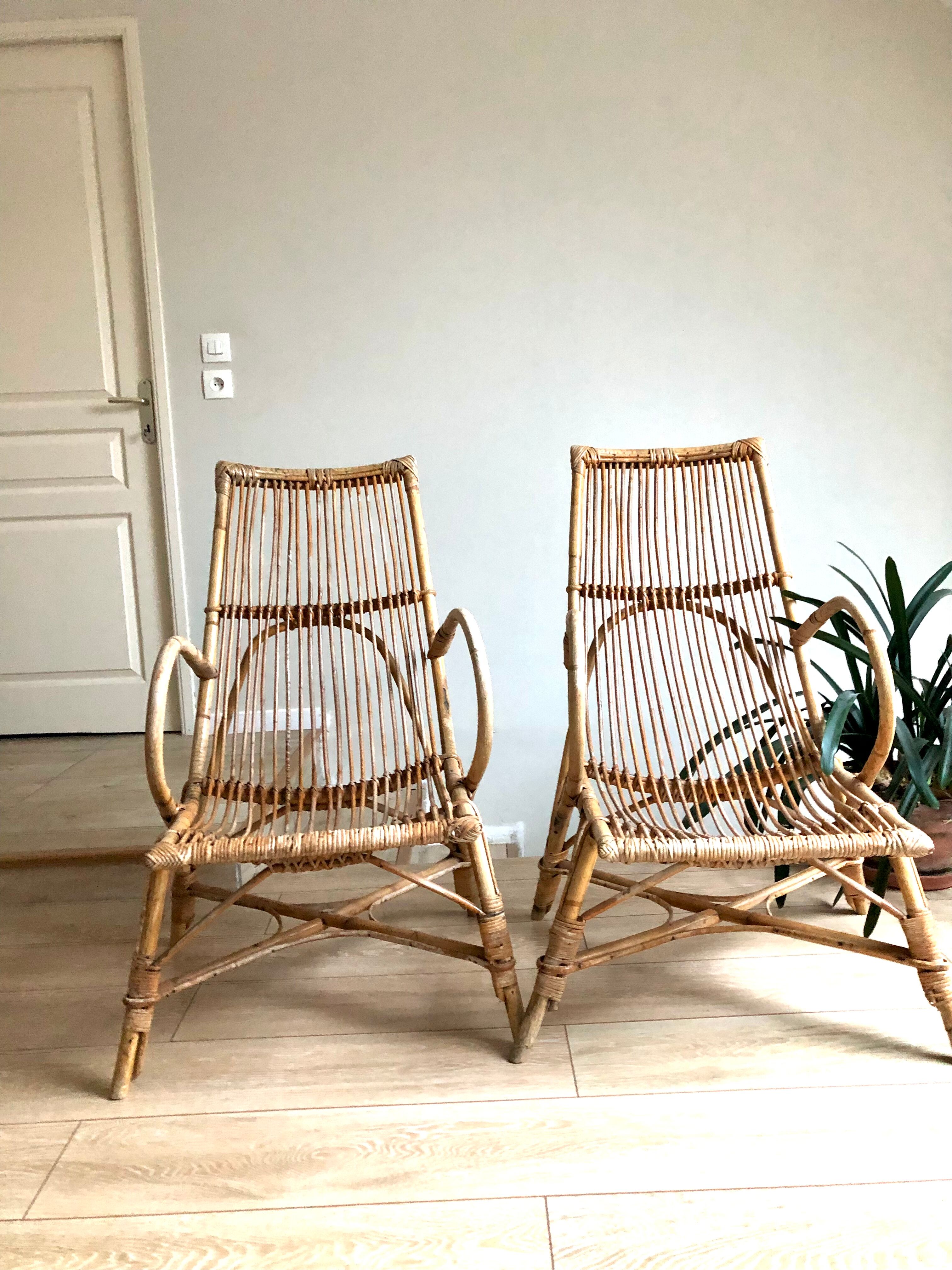 Rattan armchairs