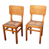 Paire de chaises paillées années 50