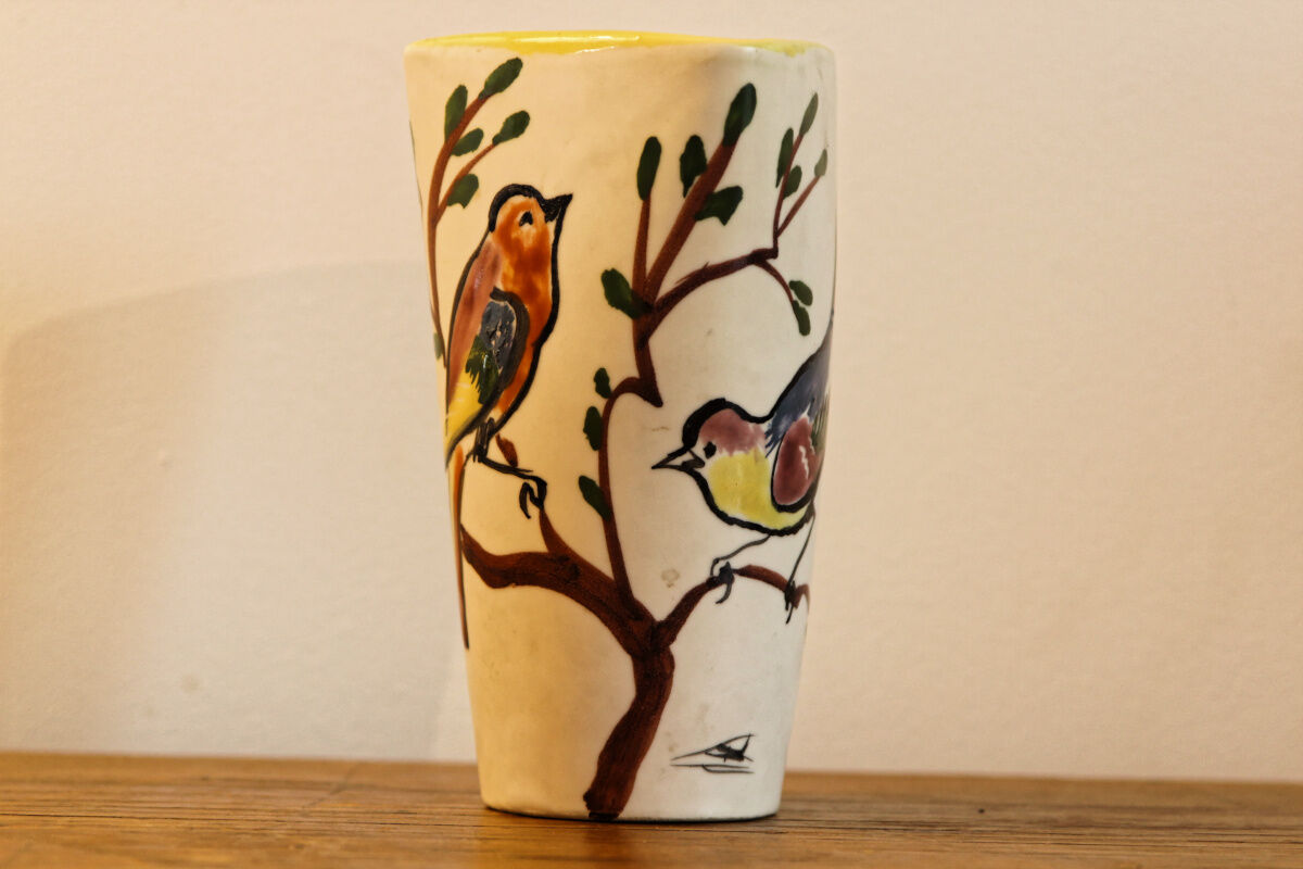 Vase Vallauris signed, birds