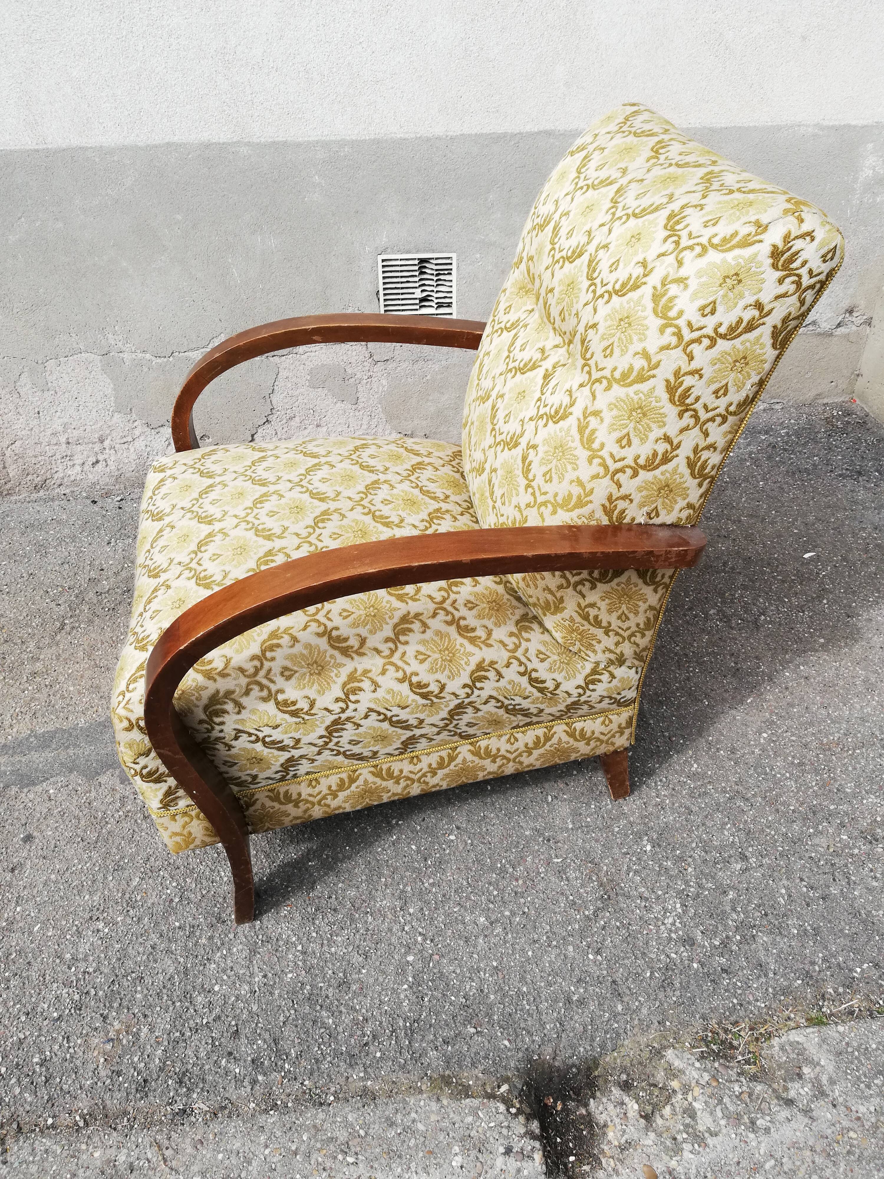 Chair 50s green floral fabric