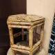 Vintage burnt bamboo side table