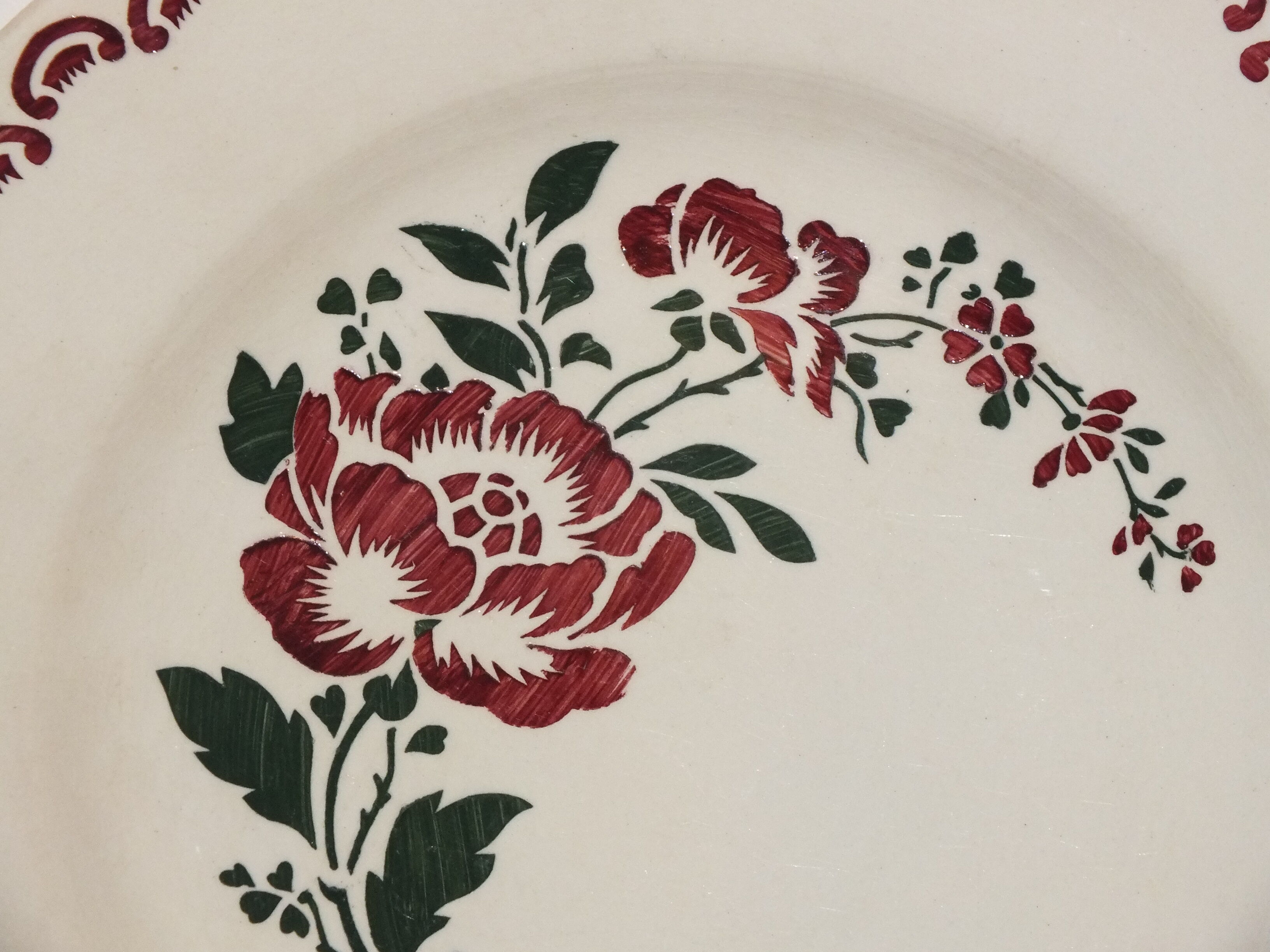 Vintage dish Sarreguemines Eglantine - 1950 stencil decoration