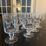 10 old glasses with twisted stems