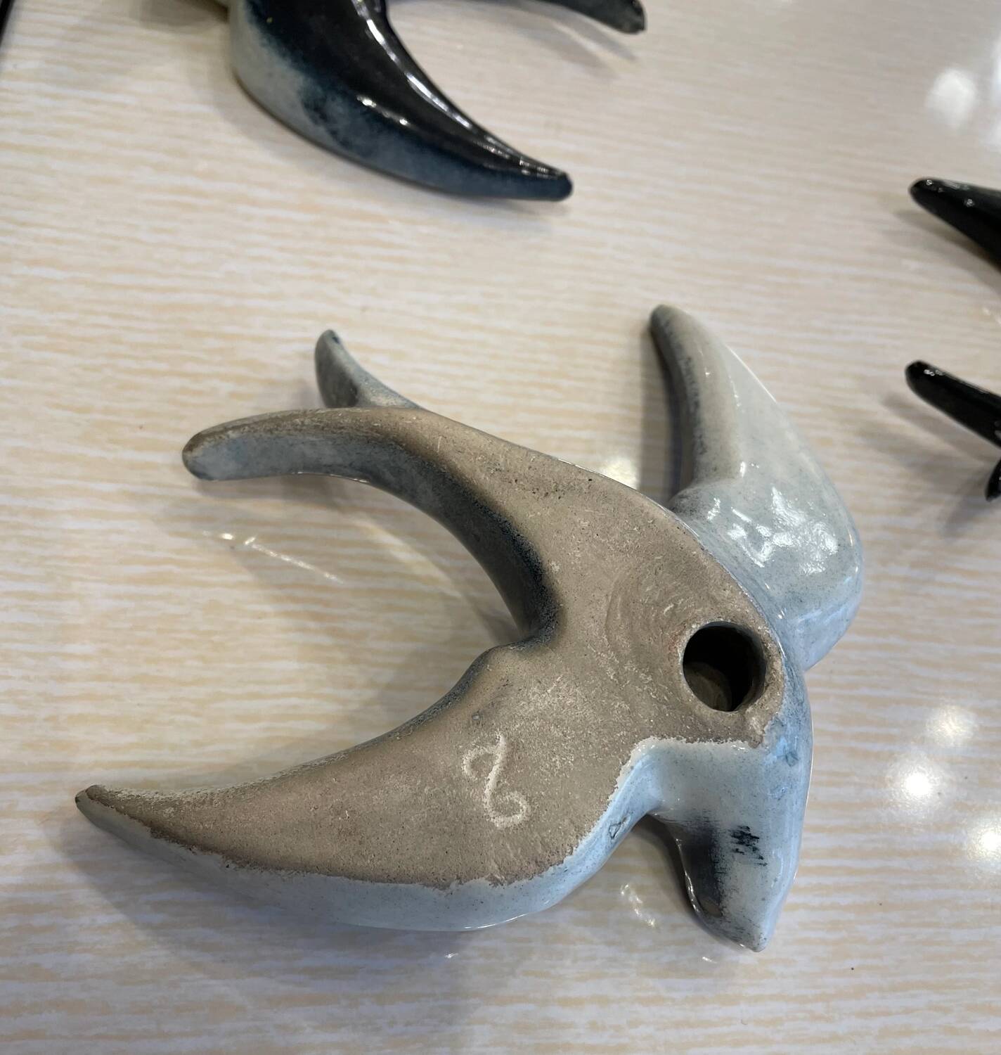 3 handmade ceramic swallows from the 60s