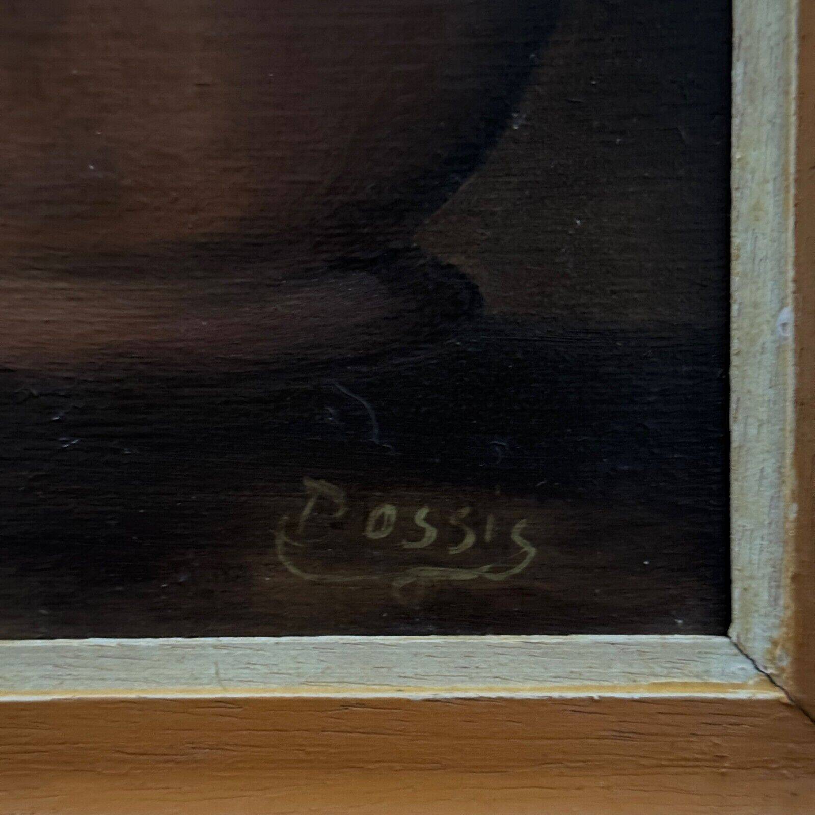 Oil on panel by Possis still life with fruits 20th century