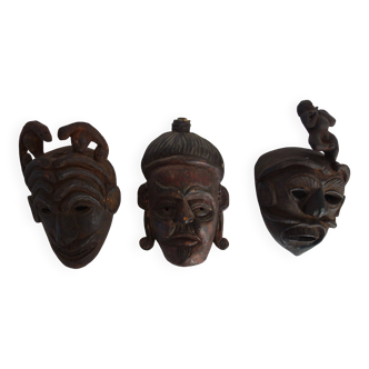 Set of 3 vintage Himalayan masks