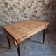 Table vintage française en pin avec rallonge latérale vers 1930, table de cuisine ou bureau