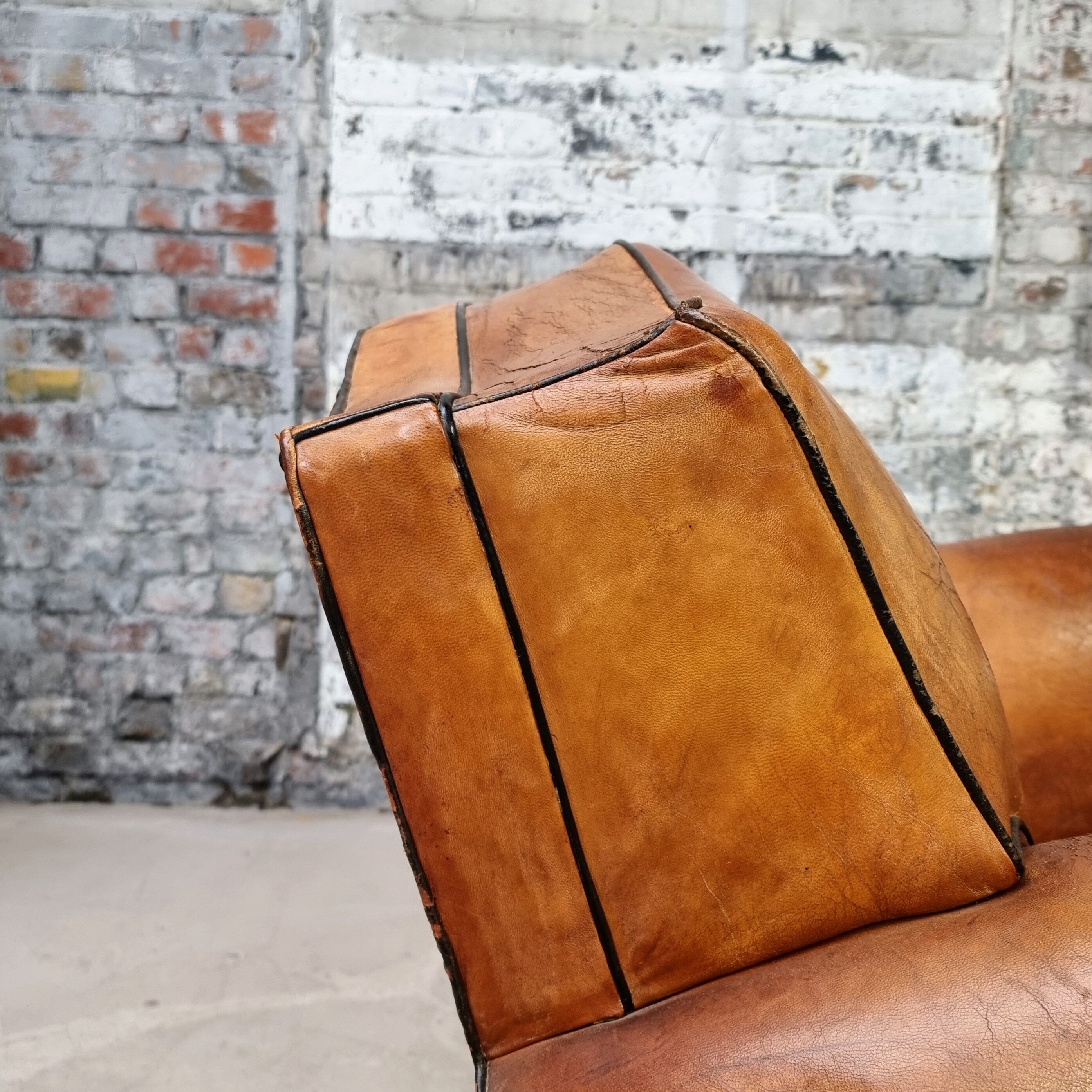 Pair of leather club chairs