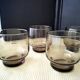 4 vintage shell smoked glass glasses