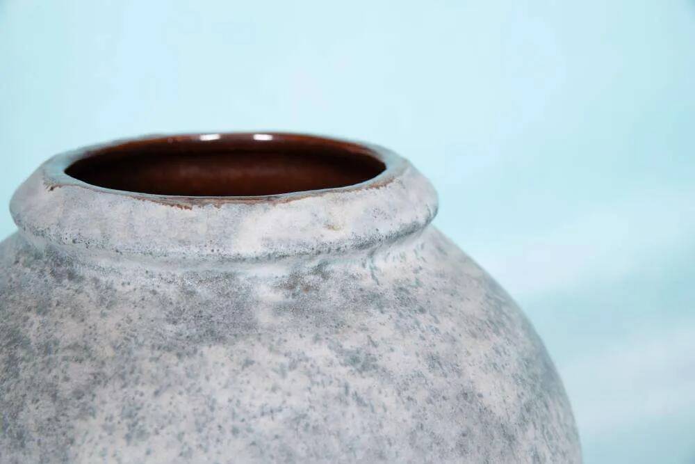 Light blue vintage vase Scheurich 185-39, 60s Japandi vase