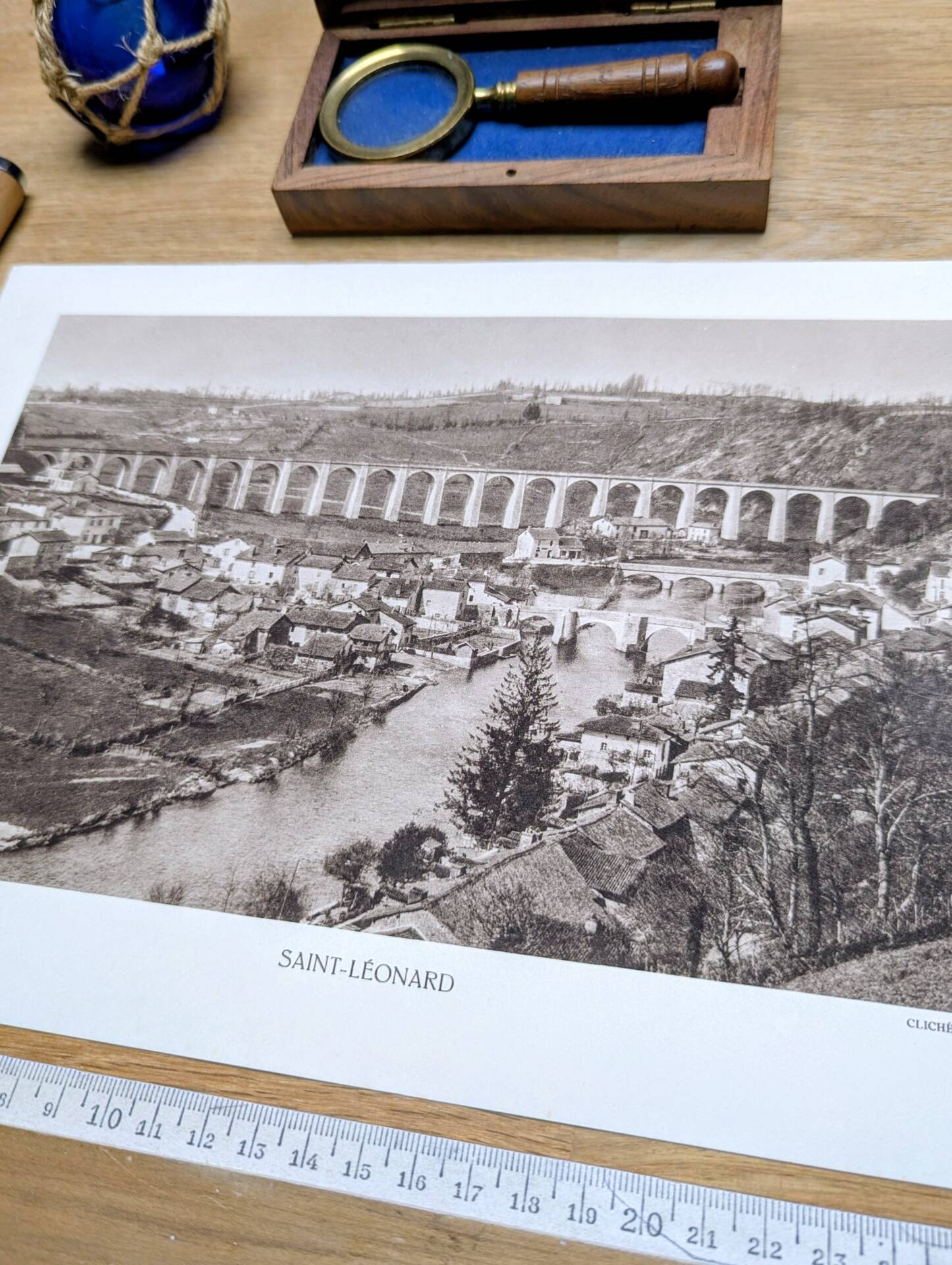 Saint-Léonard-de-Noblat, Haute-Vienne, printed photo plate from 1942.