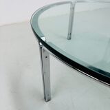 Vintage round glass & steel coffee table by Horst Brüning for Kill International, 1960s