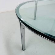 Vintage round glass & steel coffee table by Horst Brüning for Kill International, 1960s