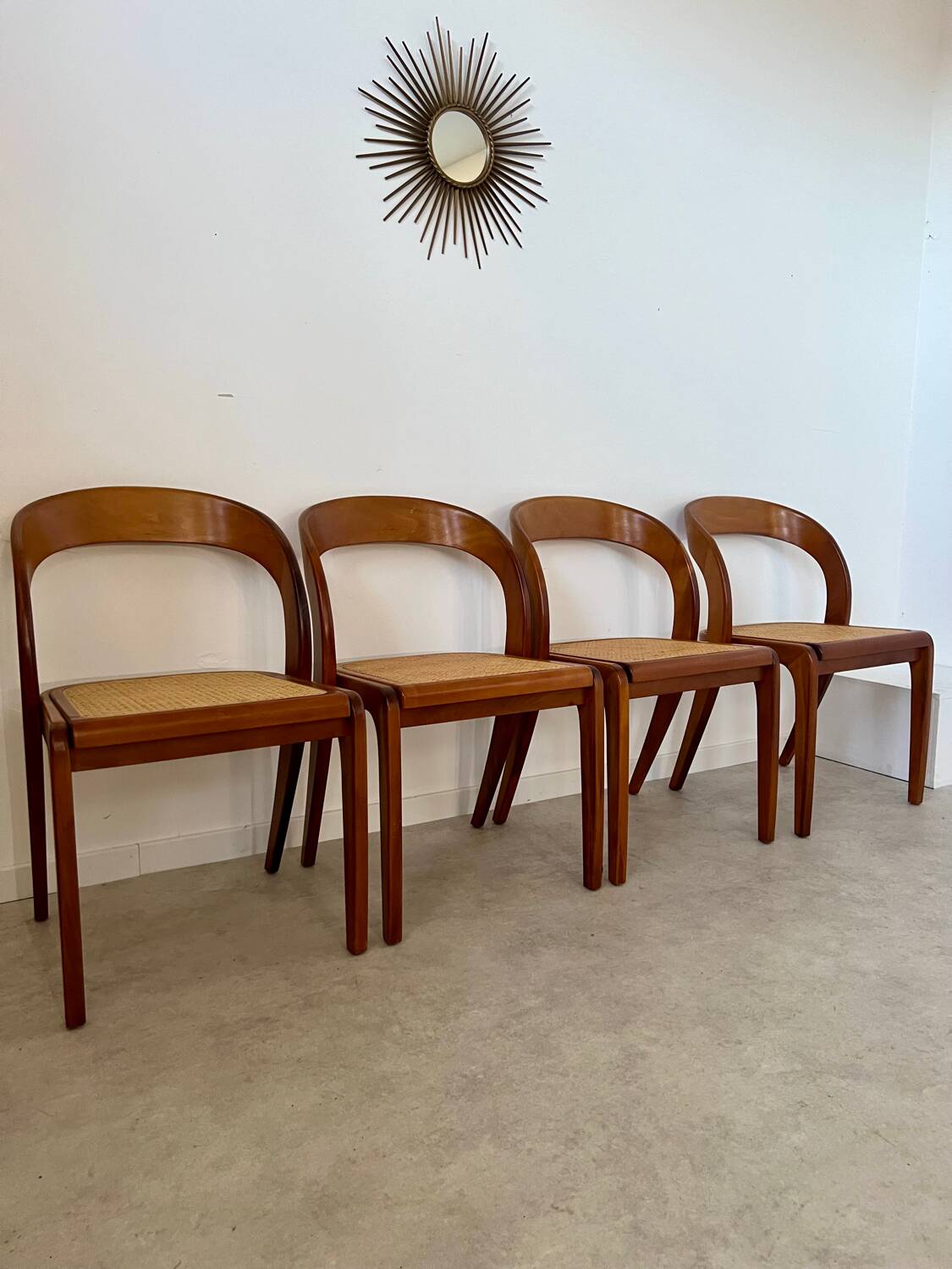Set of 4 bentwood chairs Baumann design gondola cannage model 60s vintage