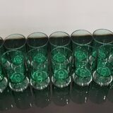 8 Emerald green wine/water glasses on foot model suede luminarc
