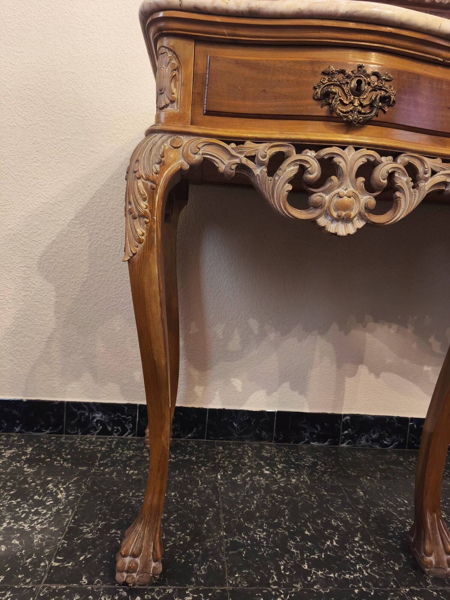 Louis XV style console with marble top