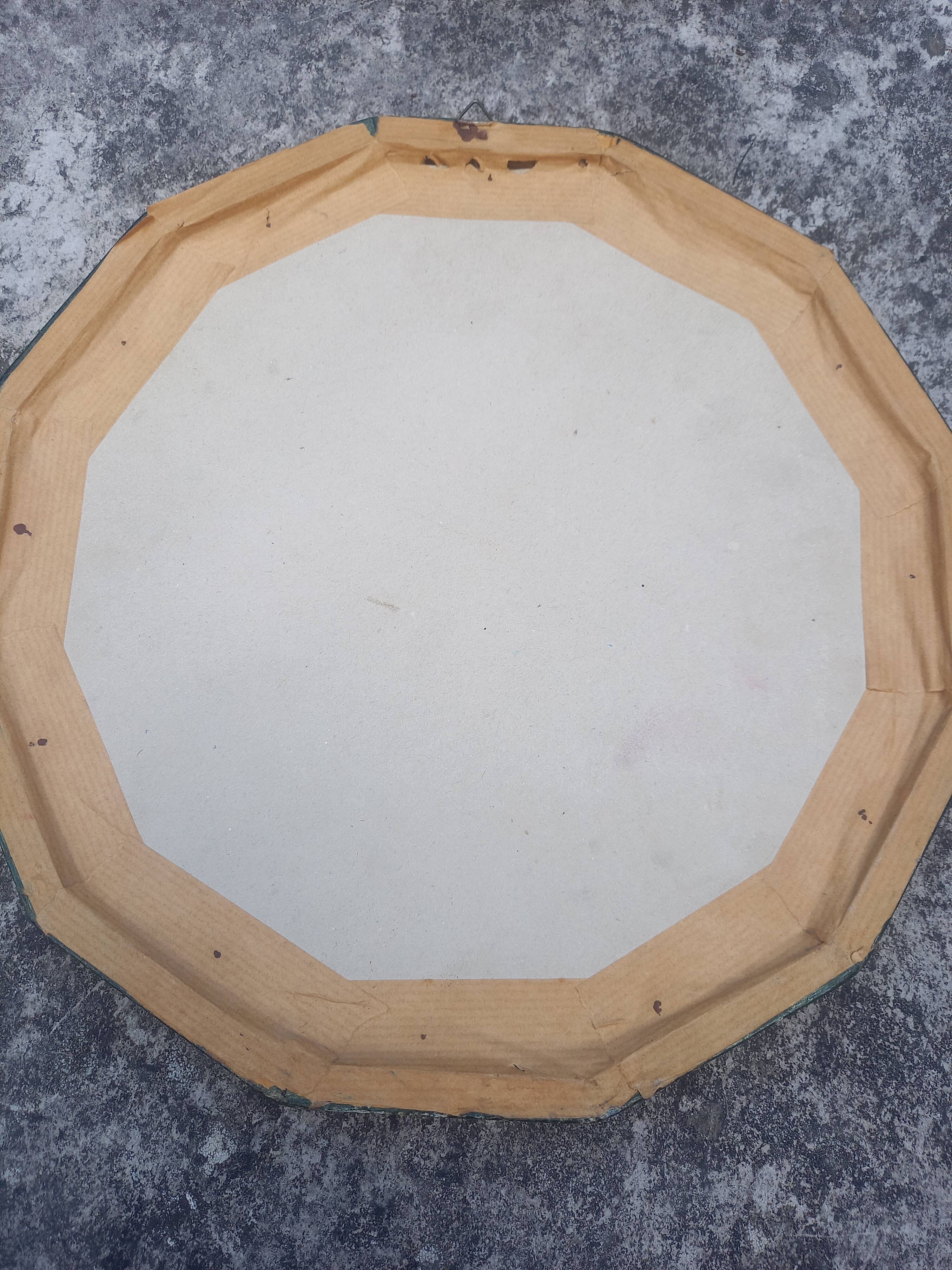 Oriental mirror floral pattern signed vintage