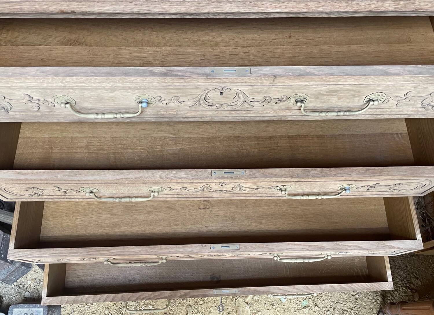 Large stripped oak chest of drawers