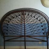 Tête de lit en rotin forme peacock