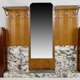 Large Art Deco wardrobe in oak, marble and mahogany, circa 1925