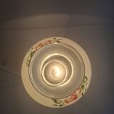 Mid-century Czech cast iron glass lamp vintage floral shade home lighting