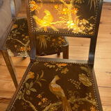 Set de 2 chaises vintage en velours oiseaux 1960-1970, état comme neuf.