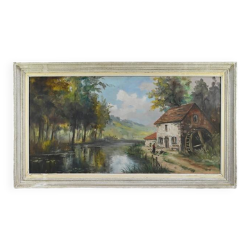 Large Painting “The Mill”, signed Reney – Part 1 of the 20th century