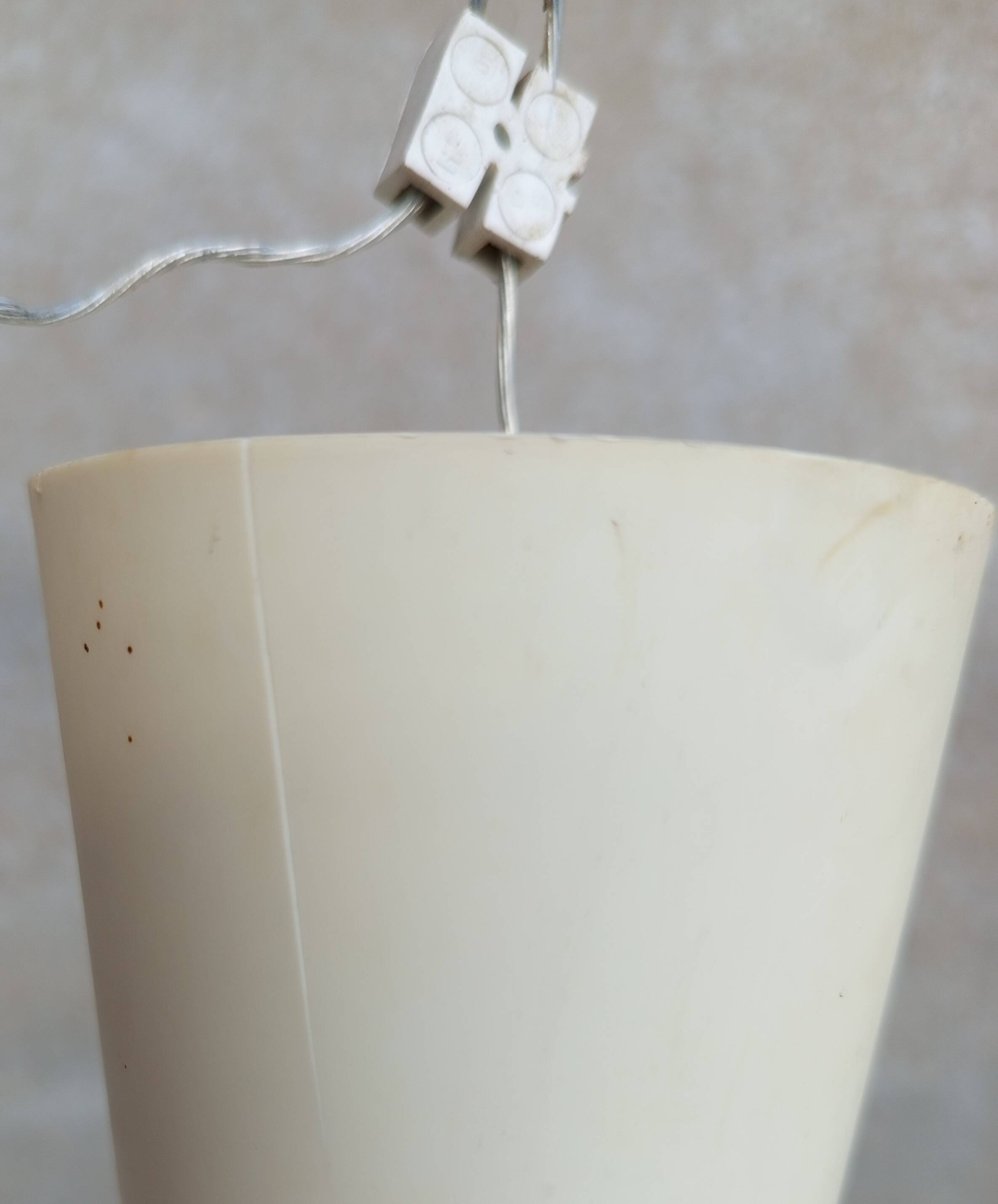 Vintage pendant light in dark gray and opaline metal