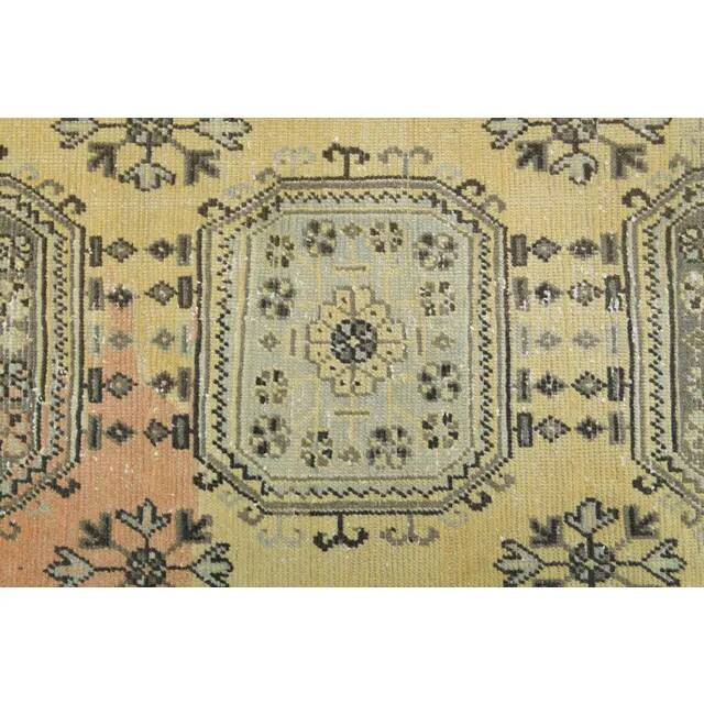 1970s Vintage Turkish Hand-Knotted Wool Cotton Orange Runner Rug 120x348