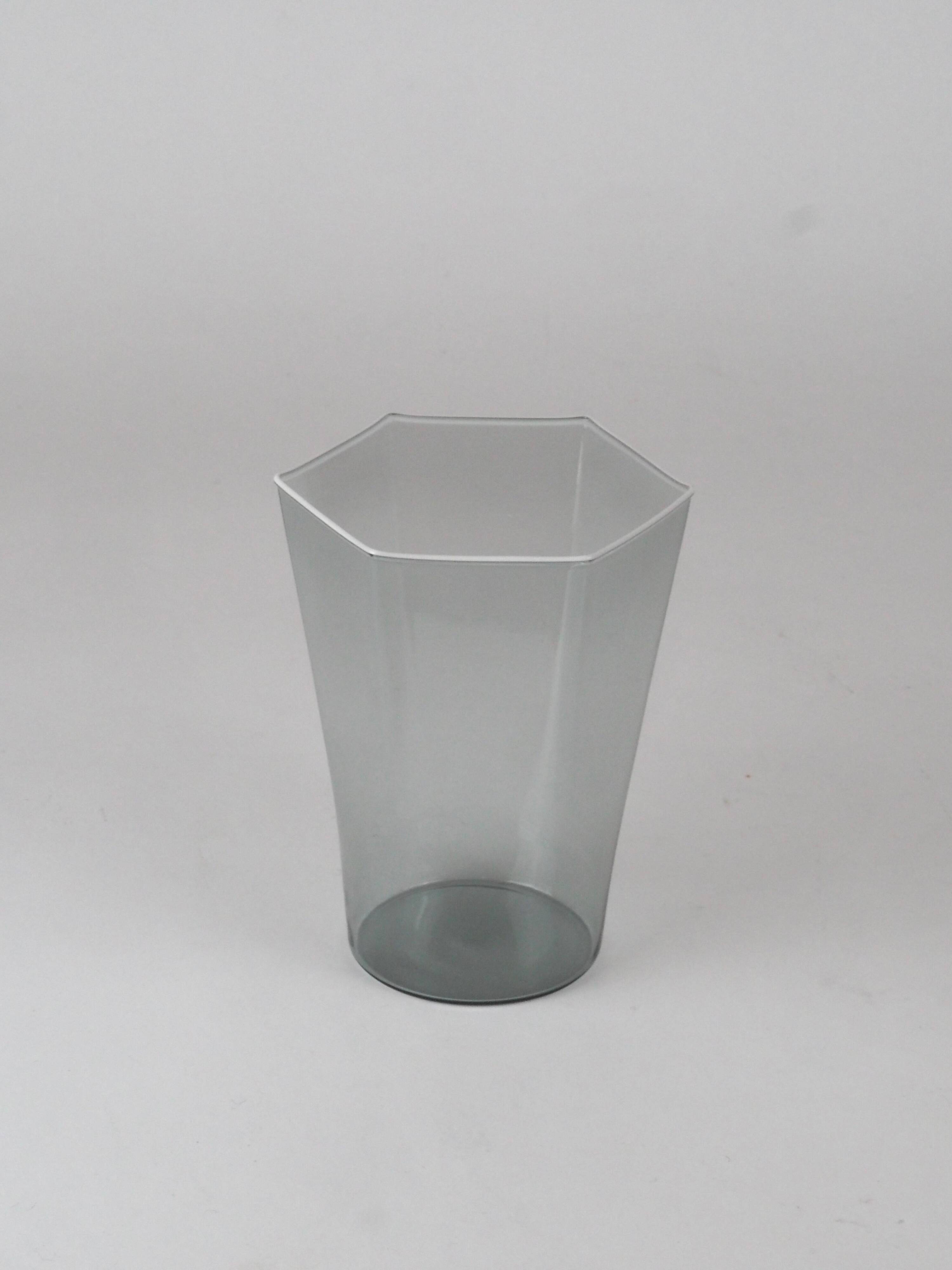 Set of six "Esagonali" glasses by Venini Murano, created by Carlo Scarpa.