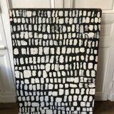 Graphic abstract painting on wood support