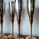 6 champagne flutes in brass and silver plated metal 1970