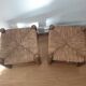 Pair of vintage straw woven foot stools