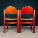 Red Padova chairs by Hank Lowenstein, Italy, 1970s, set of 2.