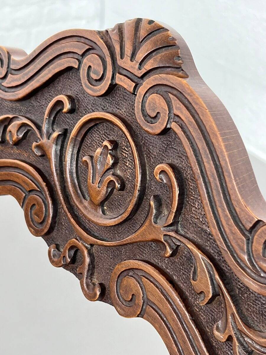 Vintage Carved Wooden Folding Chair