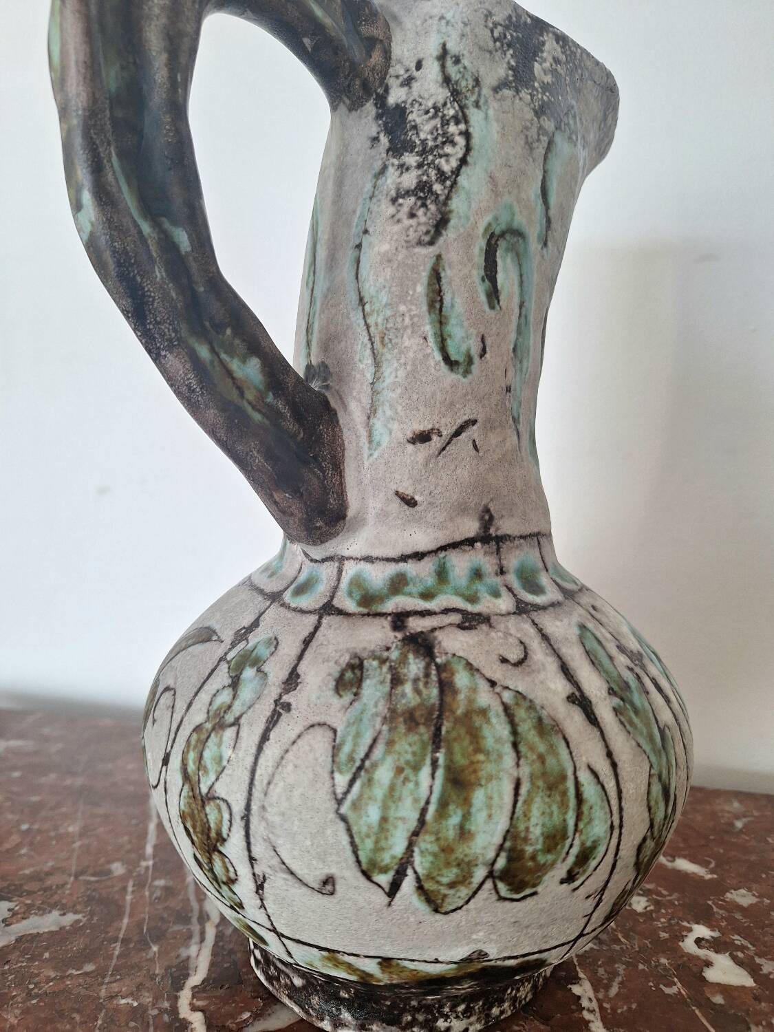 Jerome Massier Vallauris vintage vase, antique ceramic pitcher