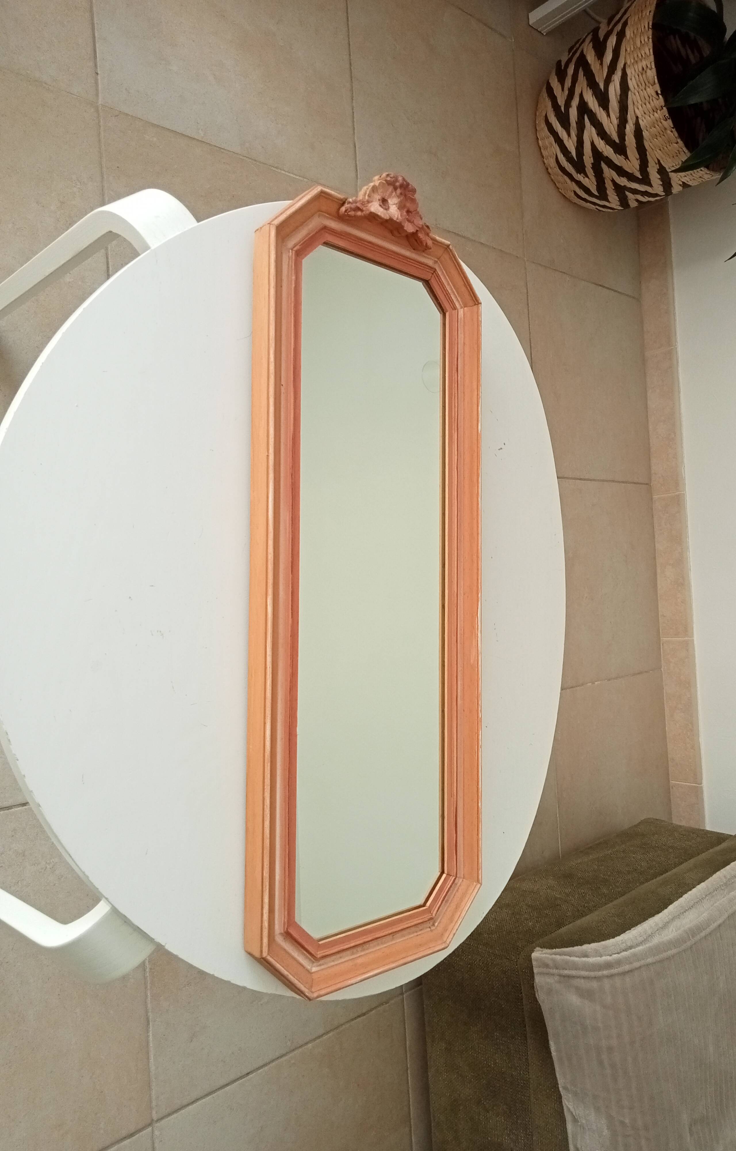Miroir vintage octogonale avec fronton