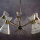 Diabolo design chandelier in frosted and chiseled glass with floral decoration, 1950s