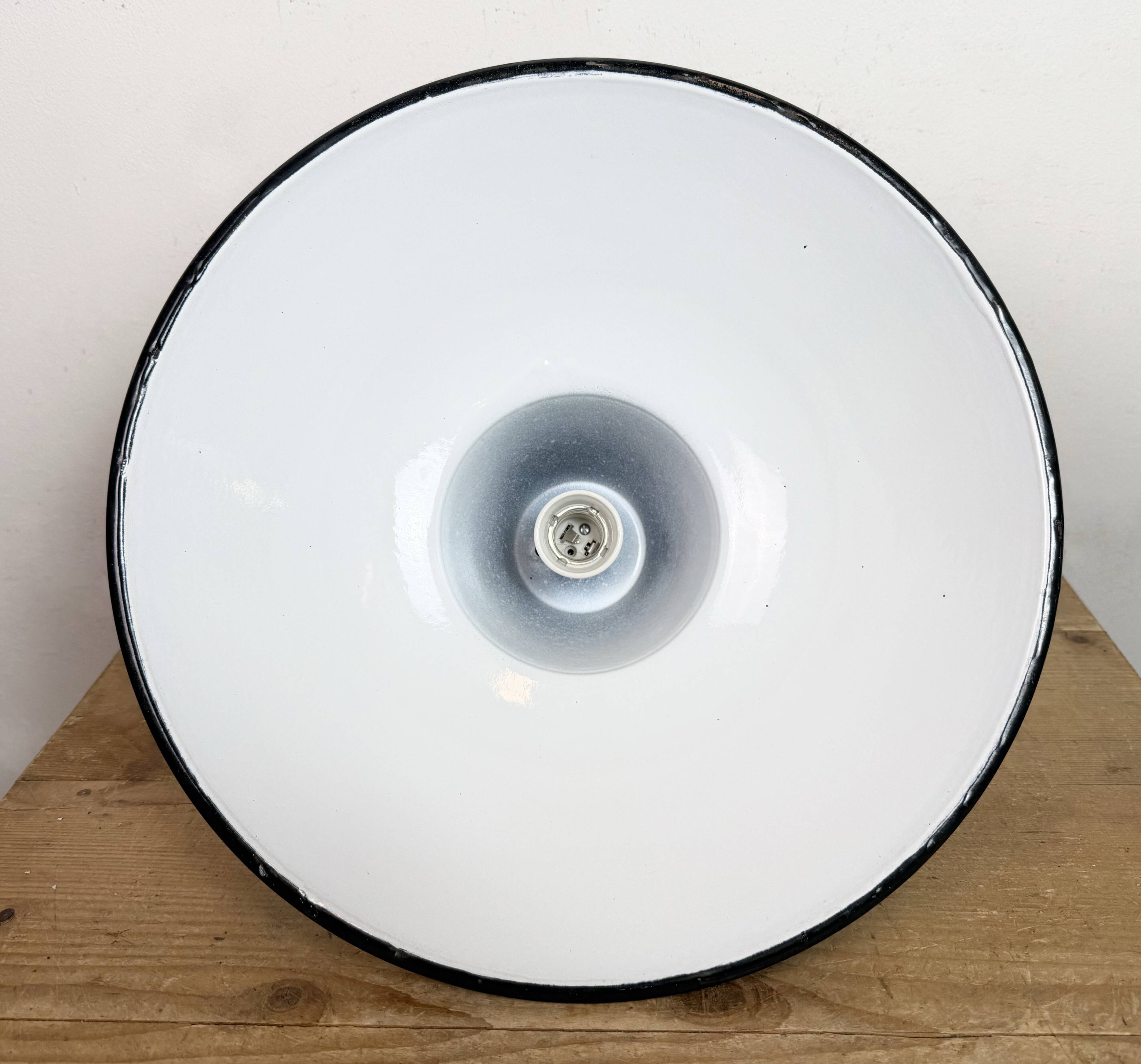 Industrial Black Enamel Pendant Lamp from Elektrosvit, 1960s