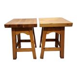Dutch pine wood Stools, 1990s, Vintage