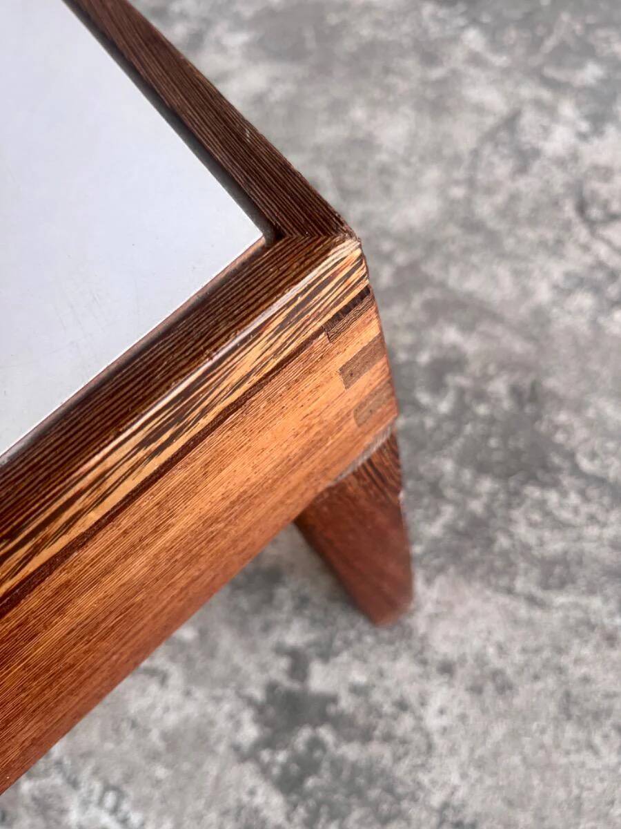 Mid-Century Warm Brown Wood Low Side Table with Sleek Profile (1950s–60s)