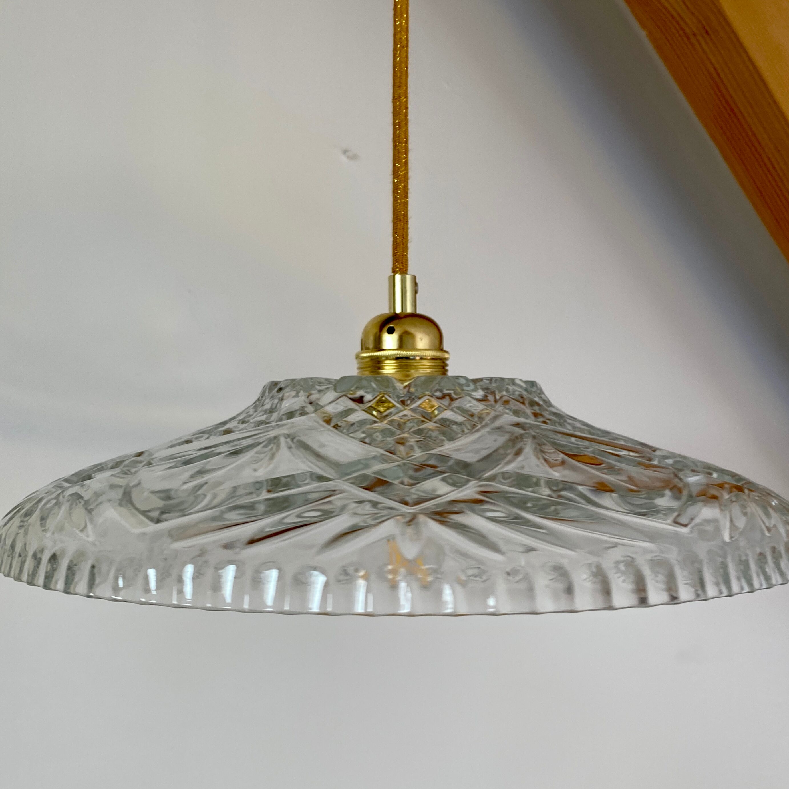 Suspension abat-jour vintage en verre