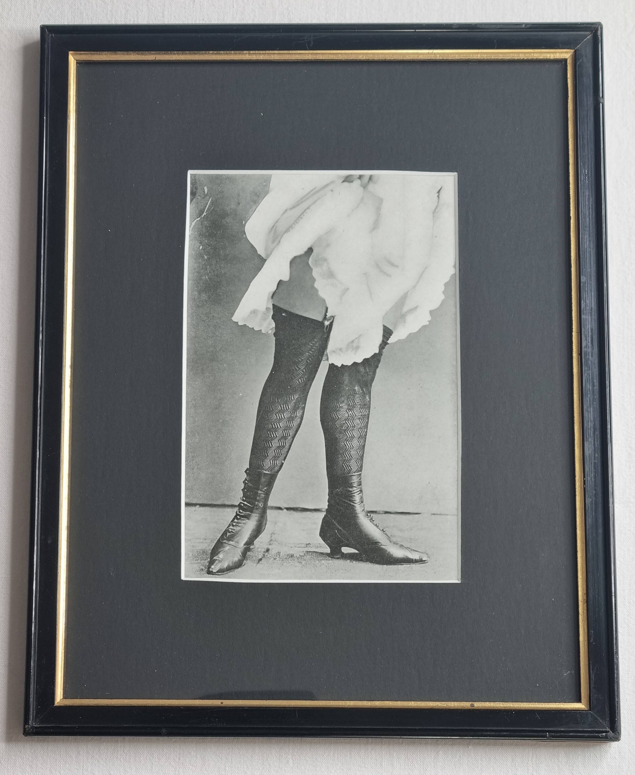 Original photogravure on glossy paper, Model in stockings and shoes 1900