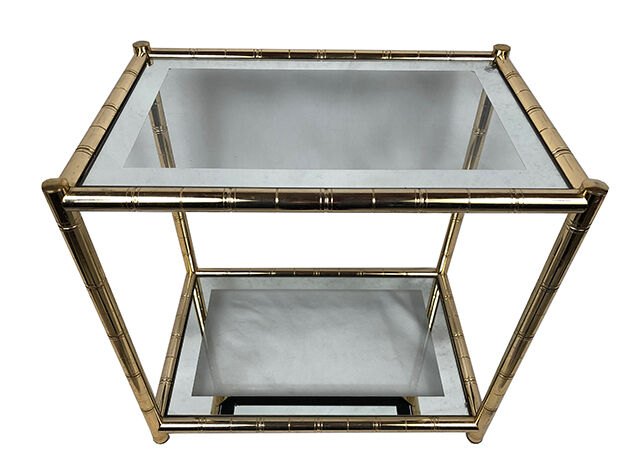 Lancel House gilded metal coffee table, two glazed tops