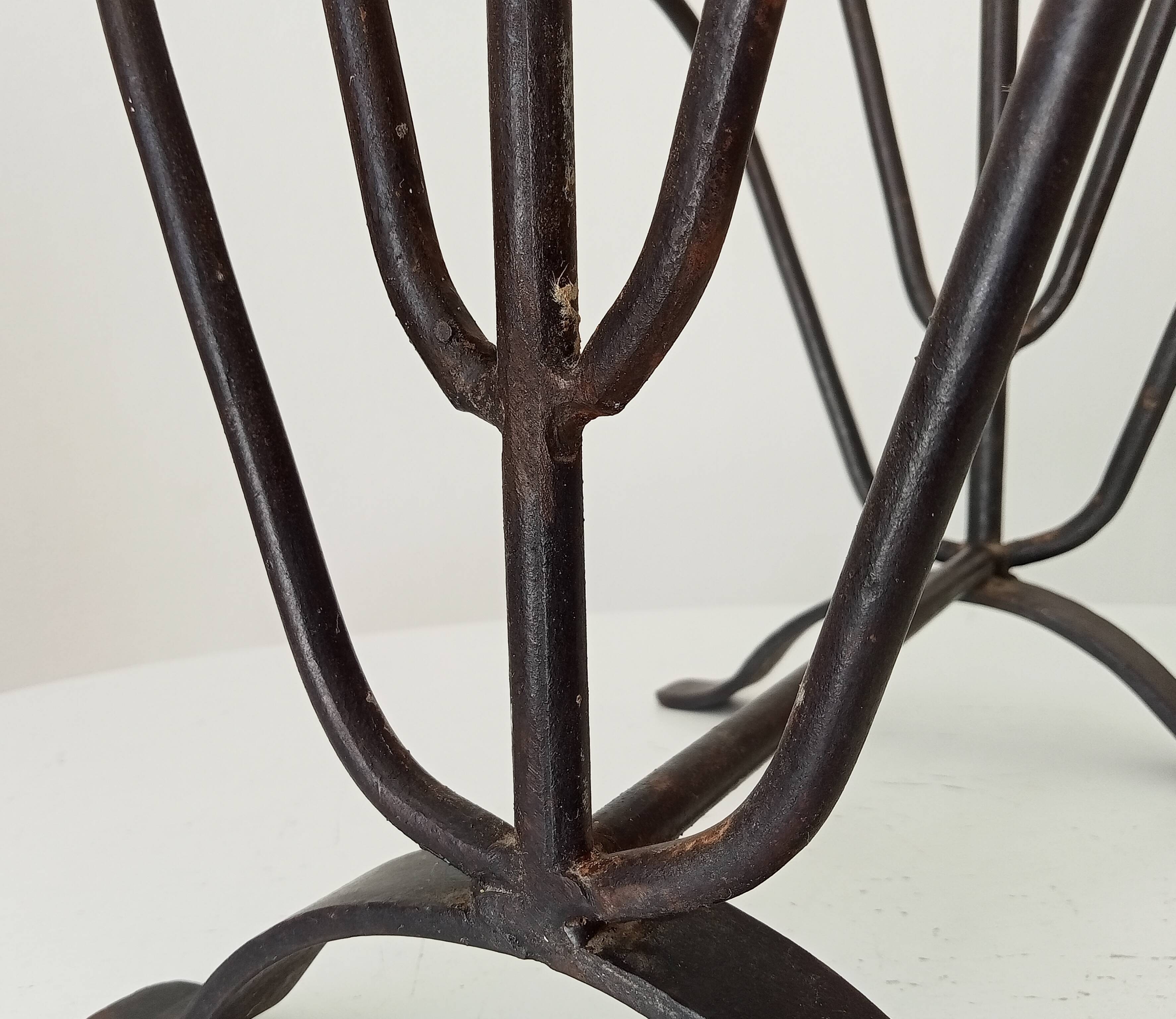 Brutalist wrought iron magazine rack from the 1960s.