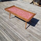 Vintage coffee table in teak and mosaic.