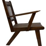 Art Deco oak armchair with webbing 1950s minimalist