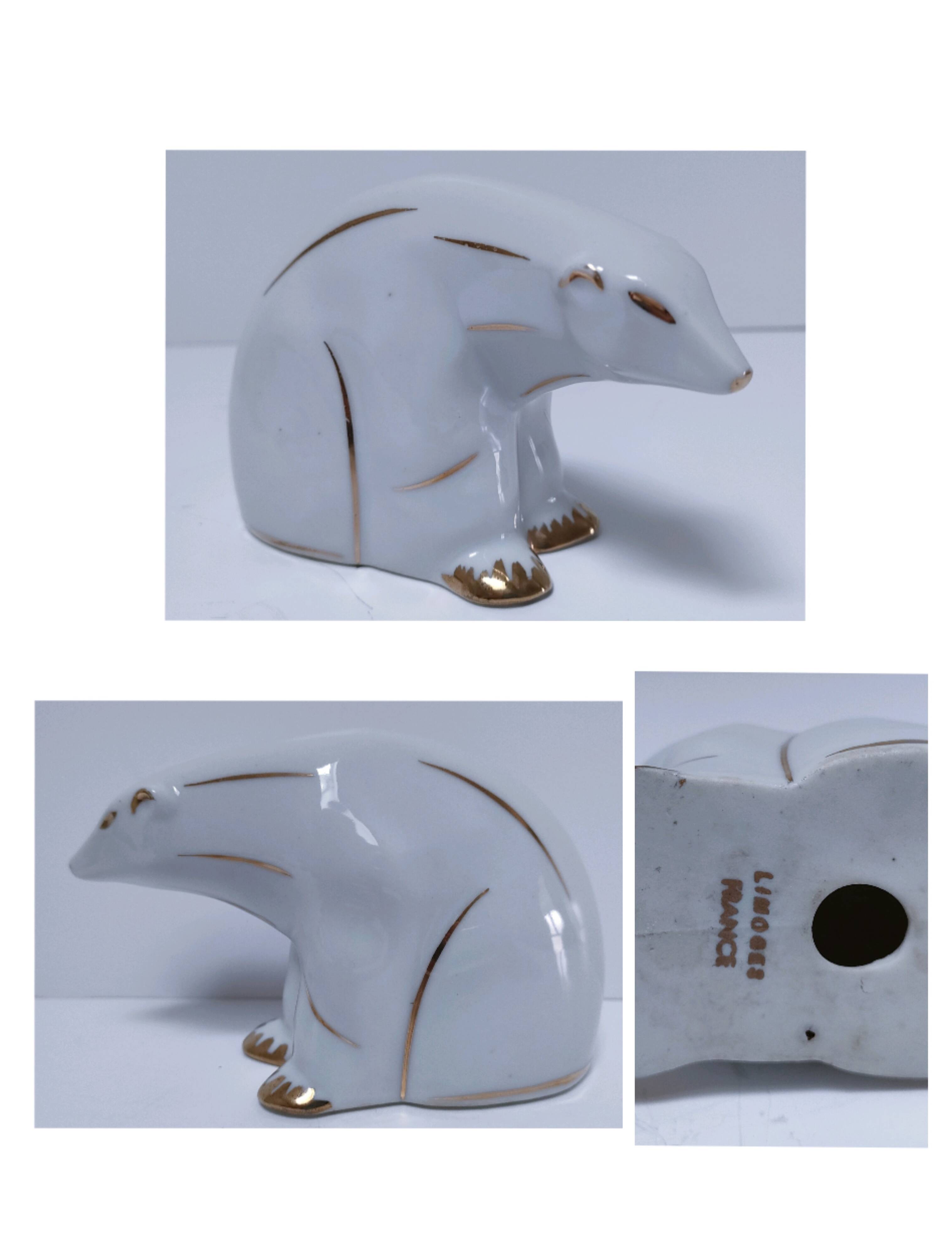 Art Deco polar bear Limoges porcelain