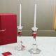 Baccarat Harcourt Candlesticks, Red Knob – Pair, 22 cm