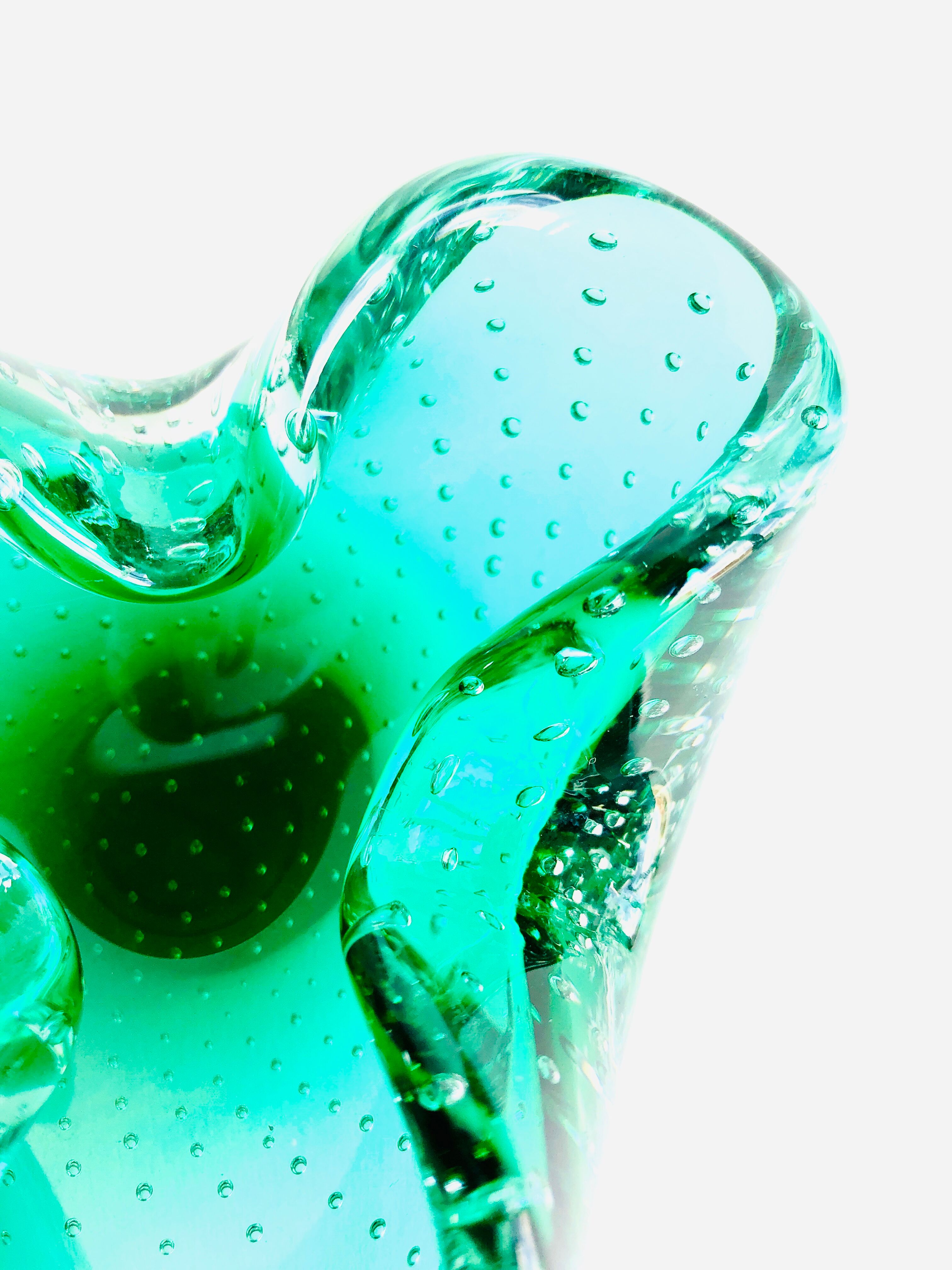 Empty pocket or vintage Italian ashtray in Murano bullicante glass, 1970